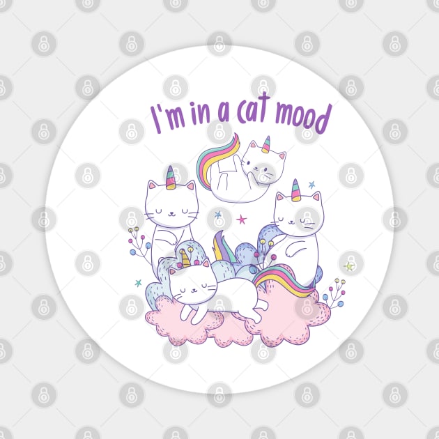 Four Funny Cats Who Are Not In The Mood Magnet by Wifspin